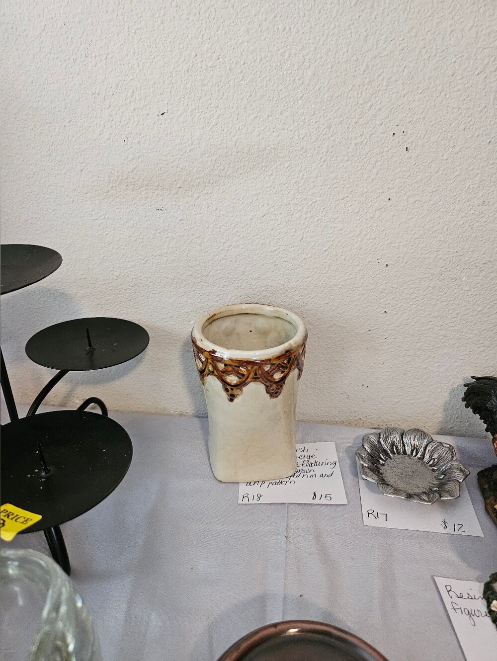 Ceramic Decorative Vase with Brown Accent